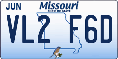 MO license plate VL2F6D