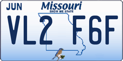 MO license plate VL2F6F