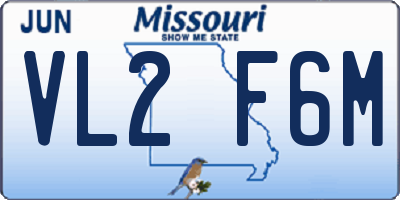 MO license plate VL2F6M