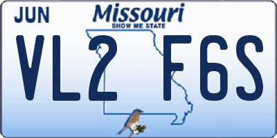 MO license plate VL2F6S