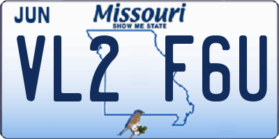 MO license plate VL2F6U