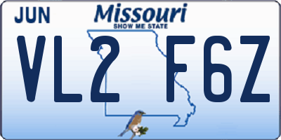 MO license plate VL2F6Z