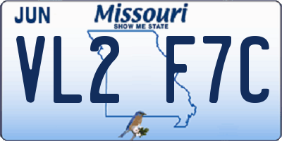 MO license plate VL2F7C