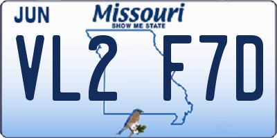MO license plate VL2F7D