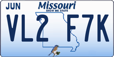 MO license plate VL2F7K