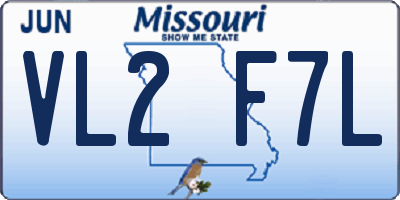 MO license plate VL2F7L