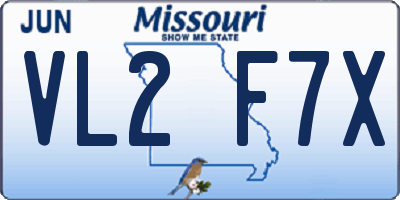 MO license plate VL2F7X