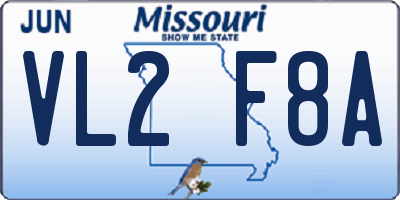 MO license plate VL2F8A