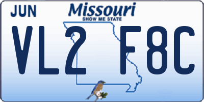MO license plate VL2F8C