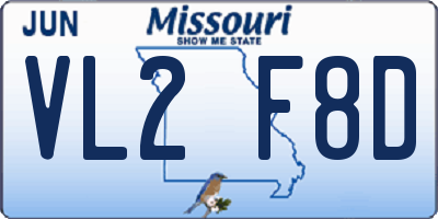 MO license plate VL2F8D