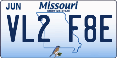 MO license plate VL2F8E