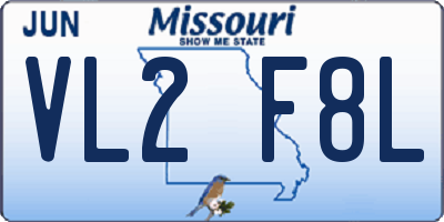 MO license plate VL2F8L