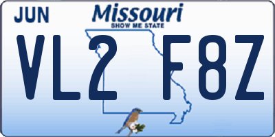 MO license plate VL2F8Z