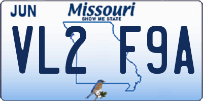 MO license plate VL2F9A