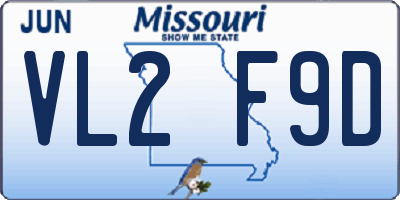 MO license plate VL2F9D
