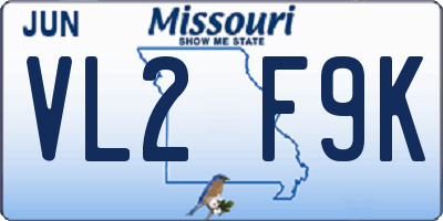 MO license plate VL2F9K