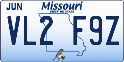 MO license plate VL2F9Z