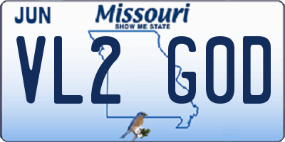 MO license plate VL2G0D