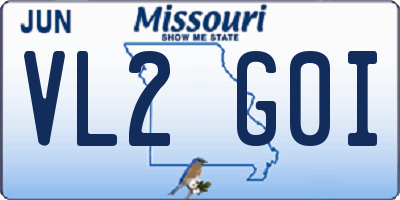 MO license plate VL2G0I