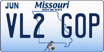 MO license plate VL2G0P