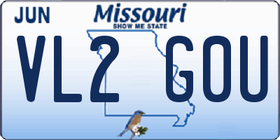 MO license plate VL2G0U