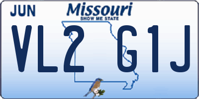 MO license plate VL2G1J