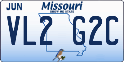 MO license plate VL2G2C