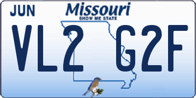 MO license plate VL2G2F