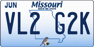 MO license plate VL2G2K