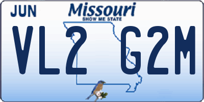 MO license plate VL2G2M