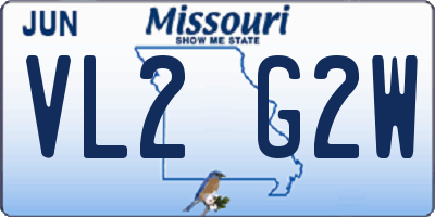 MO license plate VL2G2W