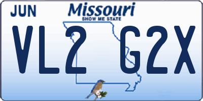 MO license plate VL2G2X