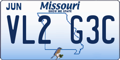 MO license plate VL2G3C