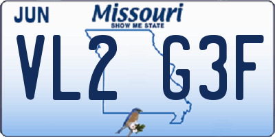 MO license plate VL2G3F