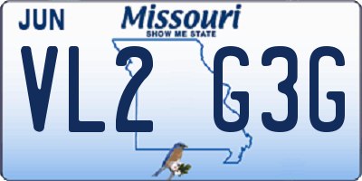 MO license plate VL2G3G
