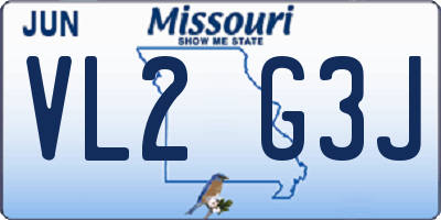 MO license plate VL2G3J