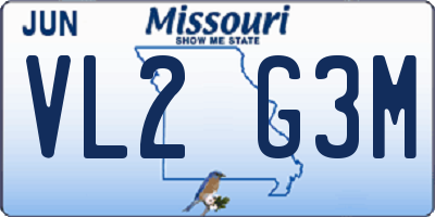 MO license plate VL2G3M