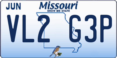 MO license plate VL2G3P