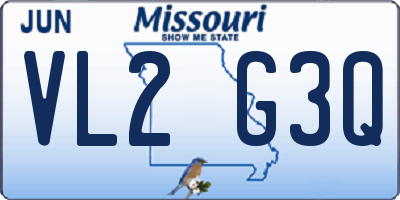 MO license plate VL2G3Q
