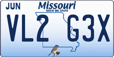MO license plate VL2G3X