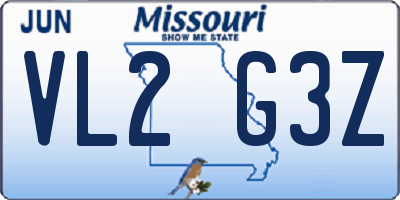 MO license plate VL2G3Z