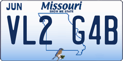 MO license plate VL2G4B