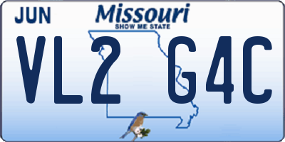 MO license plate VL2G4C