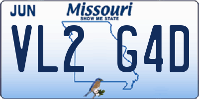 MO license plate VL2G4D
