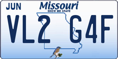 MO license plate VL2G4F