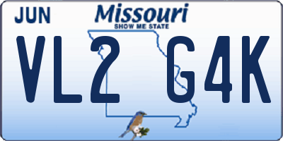 MO license plate VL2G4K