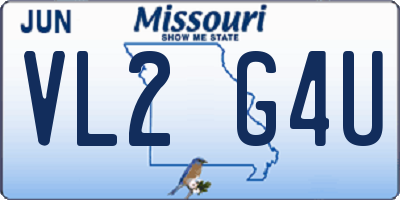 MO license plate VL2G4U
