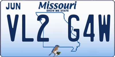 MO license plate VL2G4W