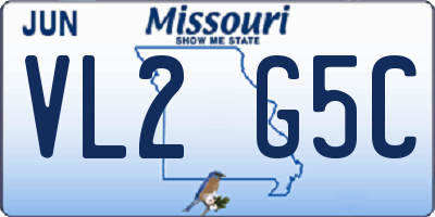 MO license plate VL2G5C