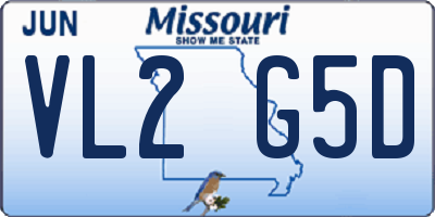 MO license plate VL2G5D
